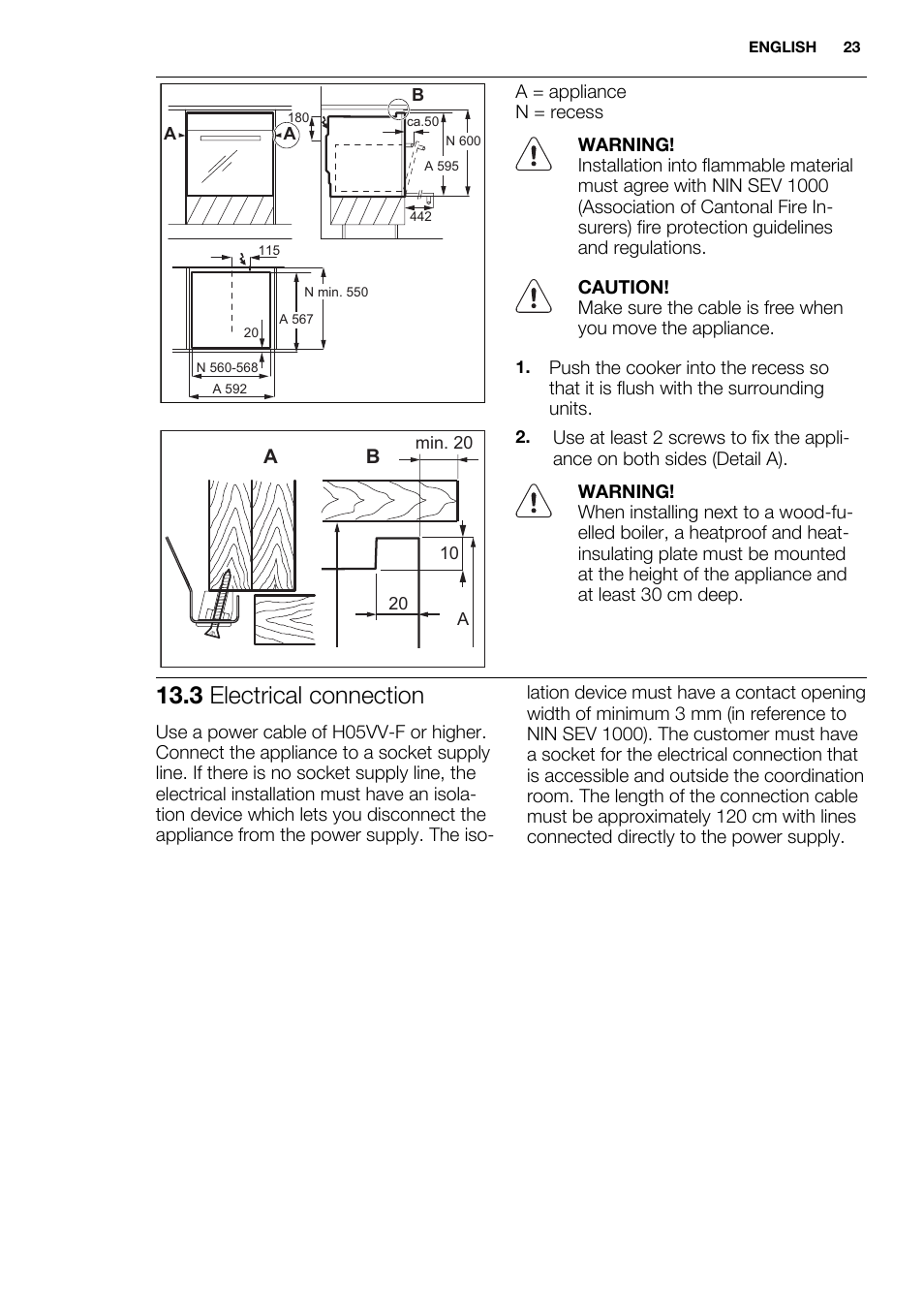 3 electrical connection | Electrolux EBGL70 User Manual | Page 23 / 28