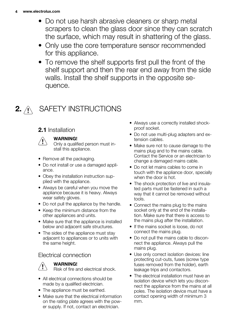 Safety instructions | Electrolux EBGL70 User Manual | Page 4 / 28