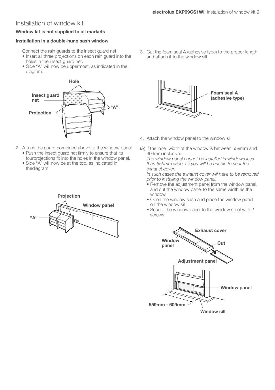 Installation of window kit | Electrolux U31175 LU4 9QQ User Manual | Page 12 / 27