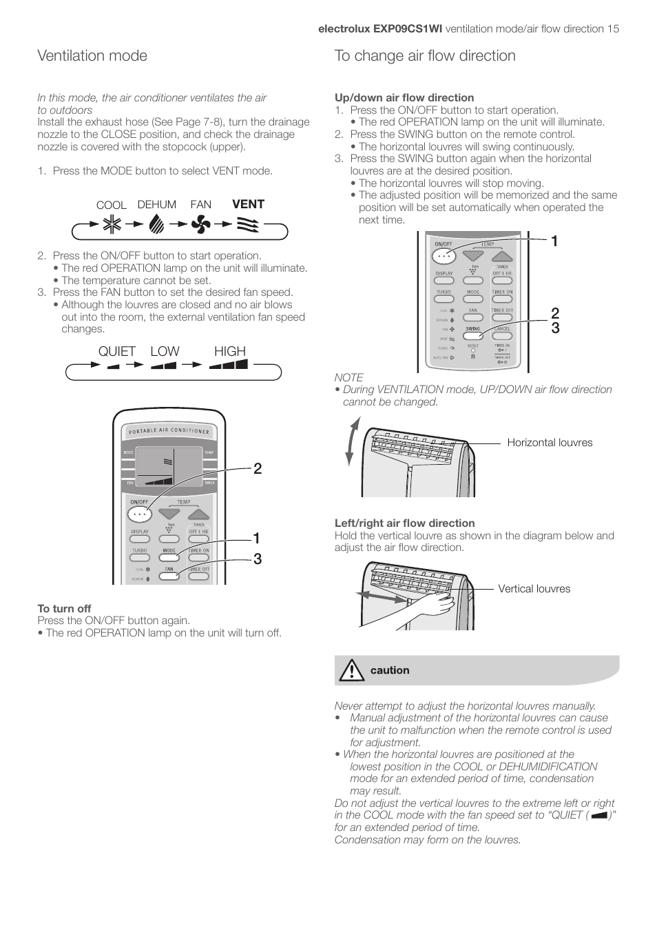 Ventilation mode | Electrolux U31175 LU4 9QQ User Manual | Page 18 / 27