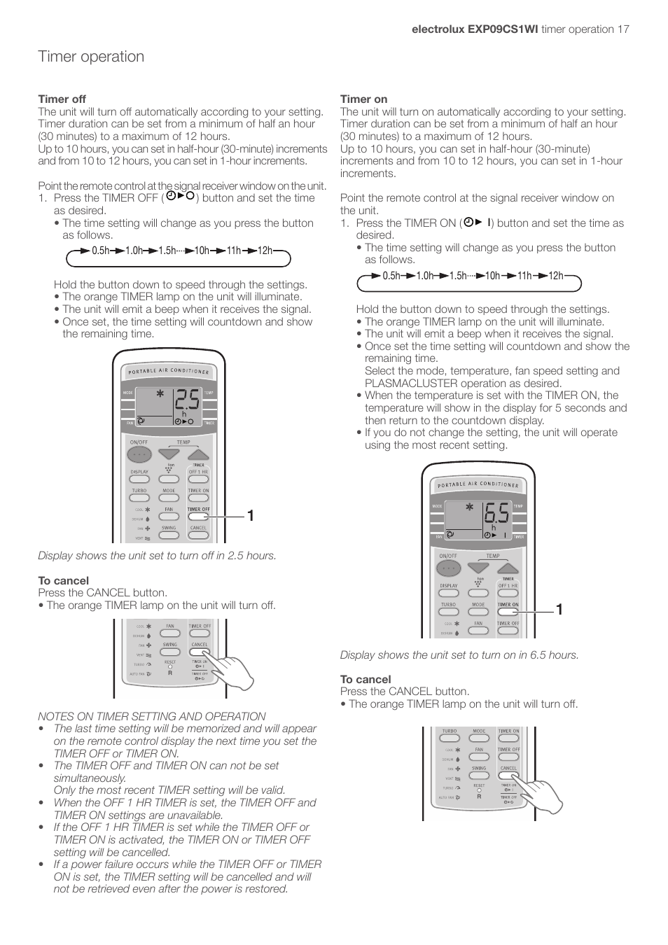 Timer operation | Electrolux U31175 LU4 9QQ User Manual | Page 20 / 27