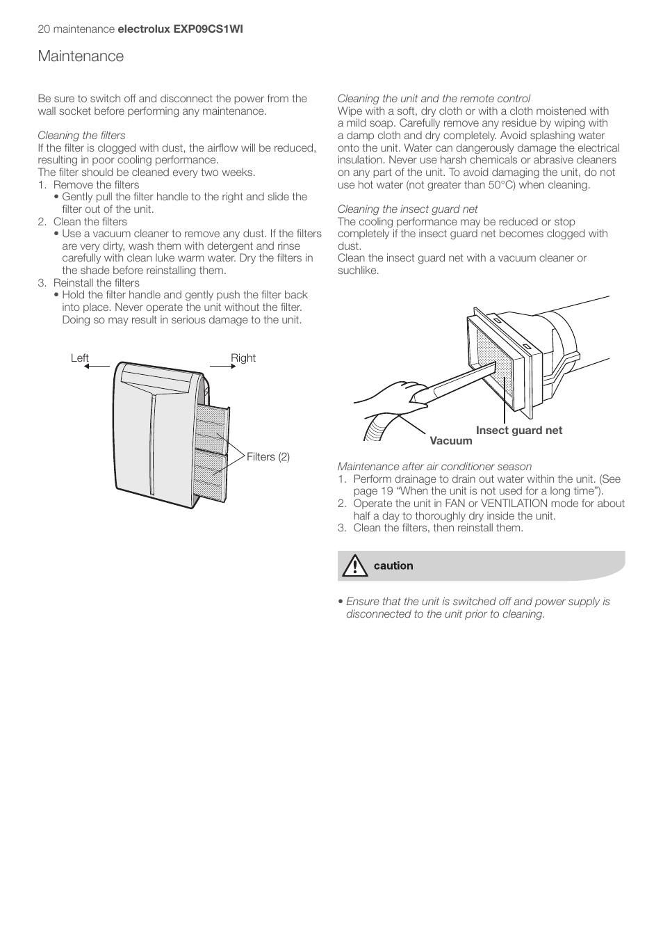 Maintenance | Electrolux U31175 LU4 9QQ User Manual | Page 23 / 27