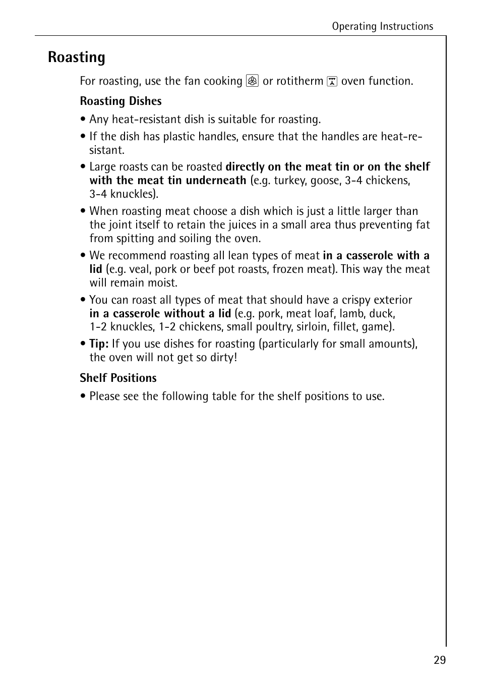 Roasting | Electrolux B2190-1 User Manual | Page 29 / 56