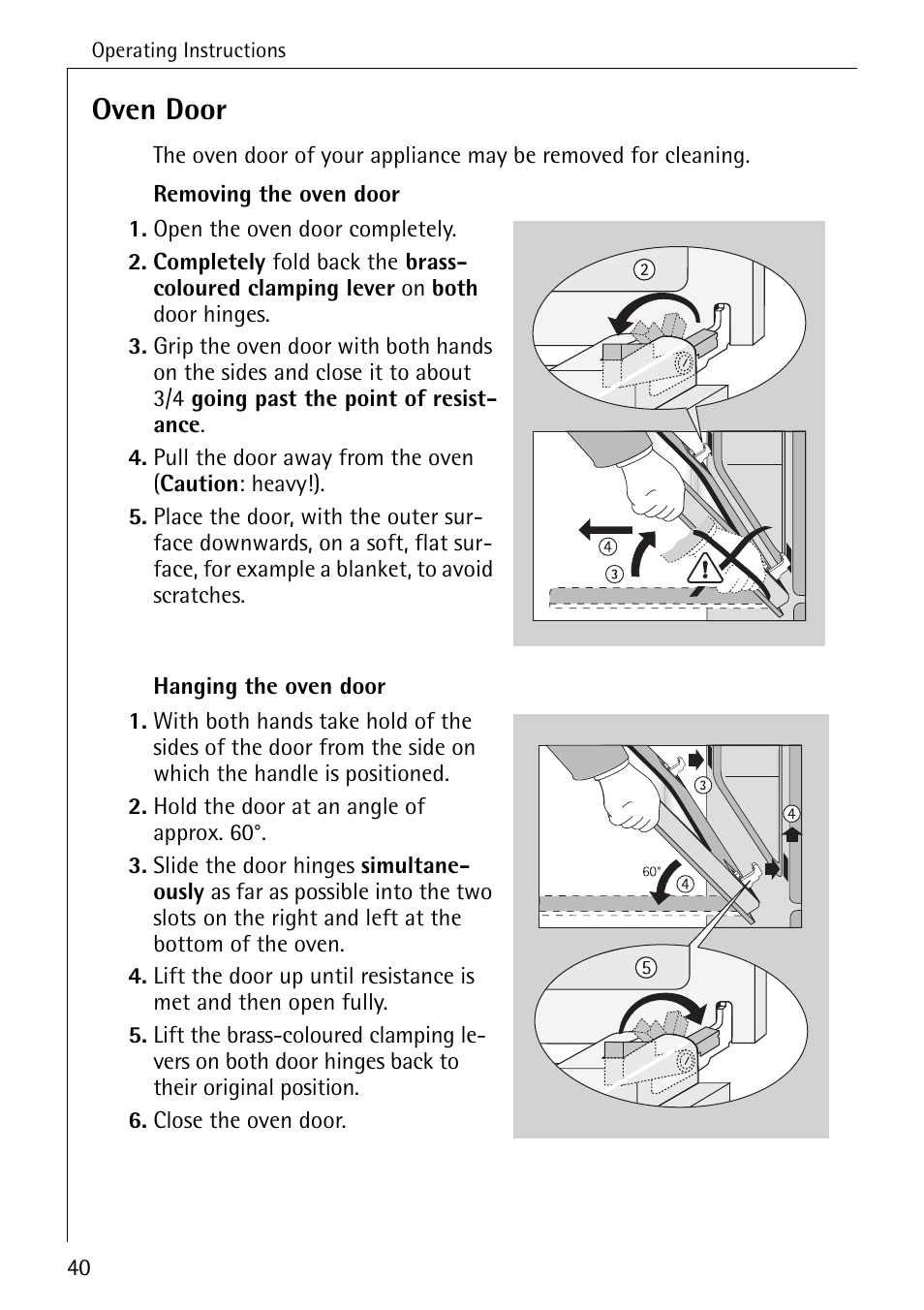 Oven door | Electrolux B2190-1 User Manual | Page 40 / 56