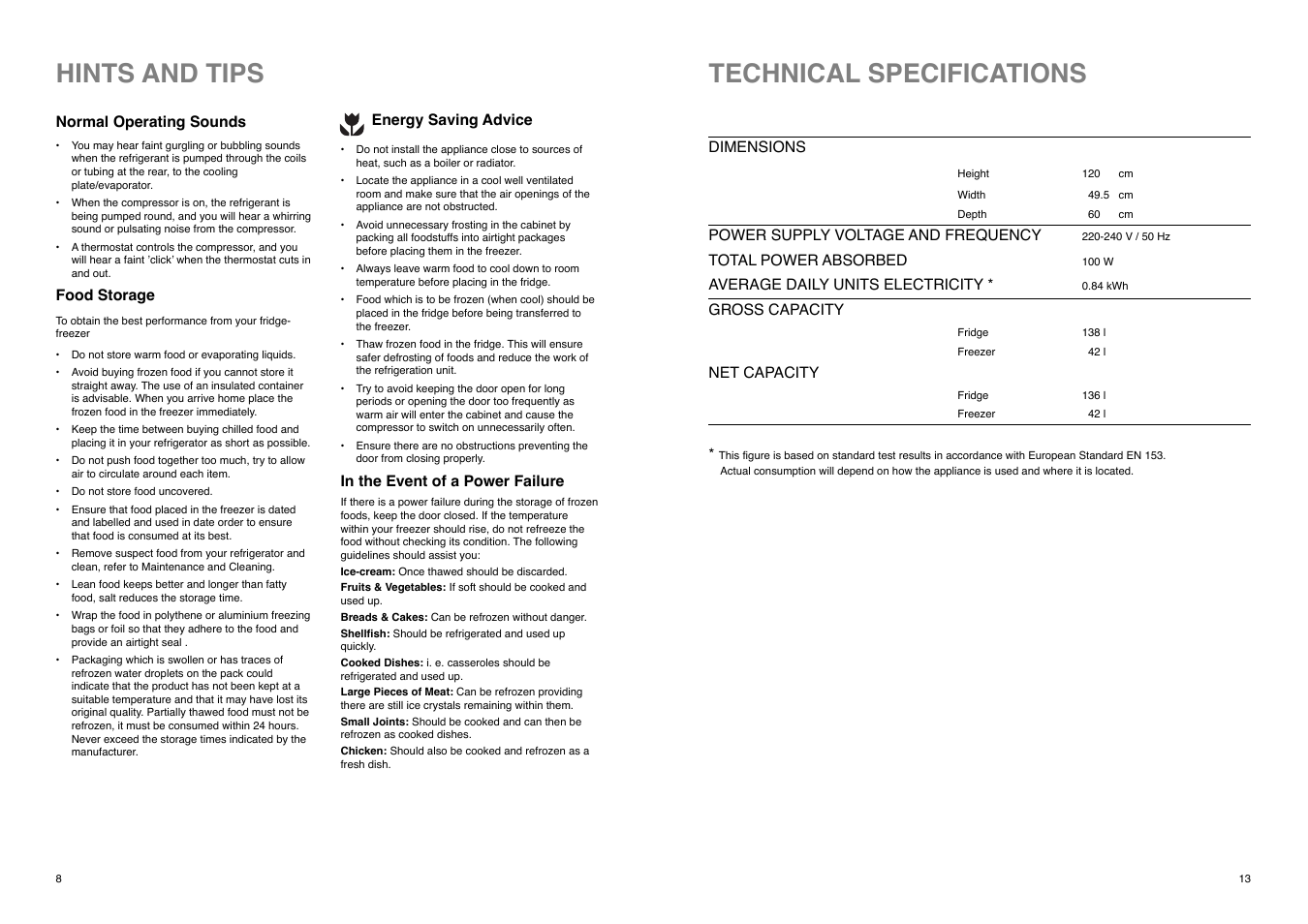 Hints and tips, Technical specifications | Electrolux ER 1825 D User Manual | Page 13 / 20