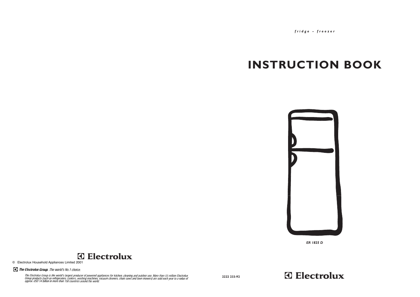 Instruction book | Electrolux ER 1825 D User Manual | Page 20 / 20