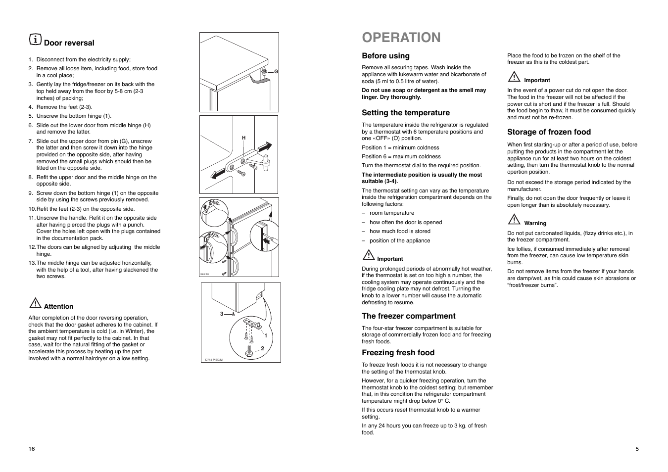 Operation | Electrolux ER 1825 D User Manual | Page 5 / 20