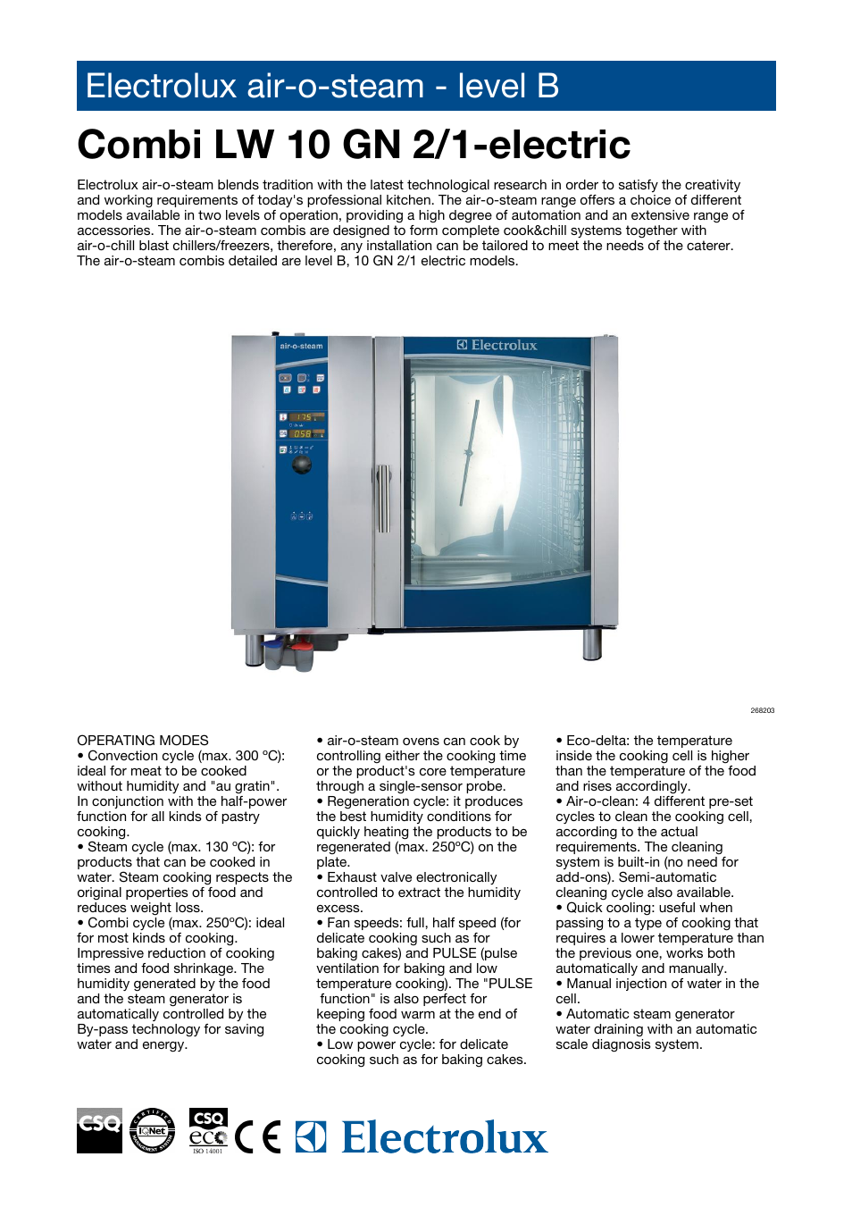 Electrolux Air-O-Steam 268003 User Manual | 4 pages
