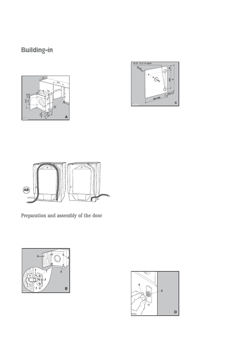 Building-in, Preparation and assembly of the door | Electrolux aqualux EWD 1214 I User Manual | Page 28 / 30