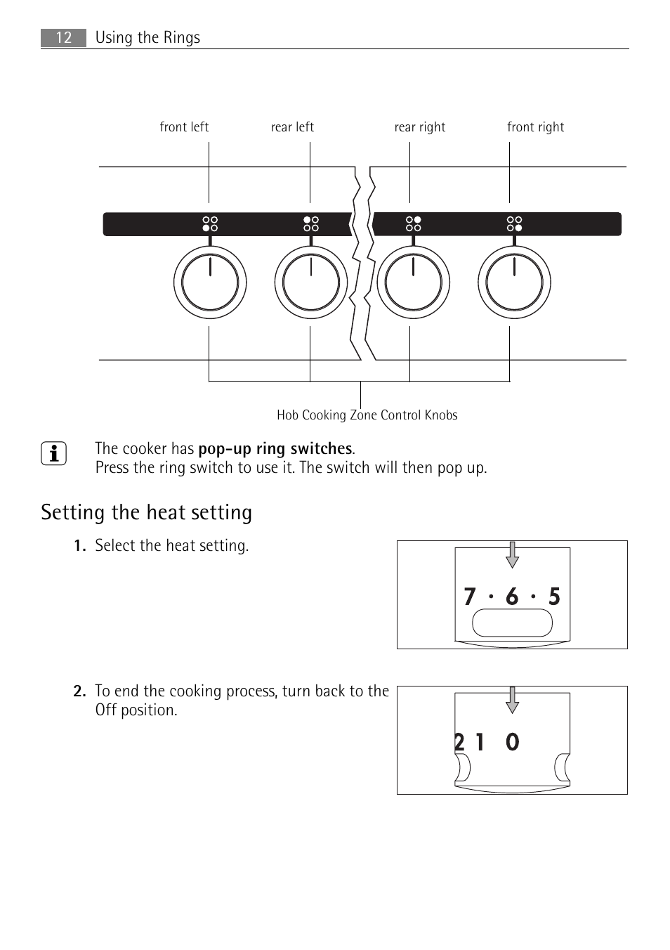 Setting the heat setting | Electrolux 41016VH User Manual | Page 12 / 60