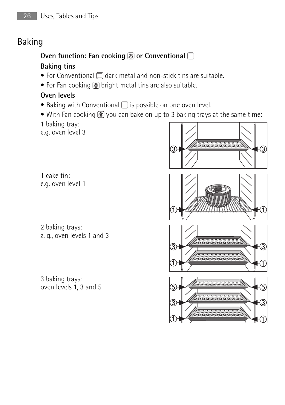 Baking | Electrolux 41016VH User Manual | Page 26 / 60