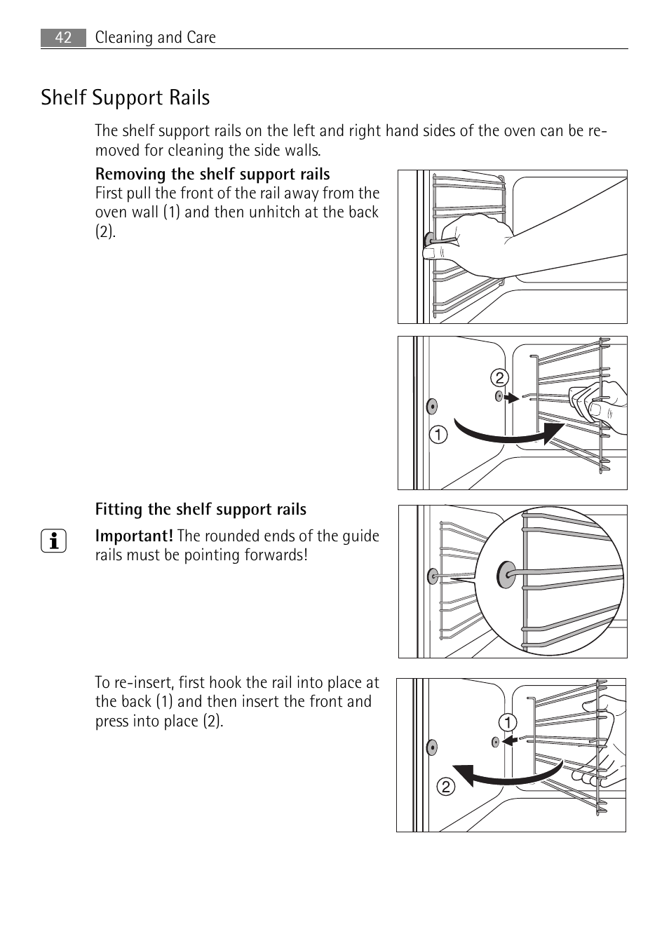 Shelf support rails | Electrolux 41016VH User Manual | Page 42 / 60
