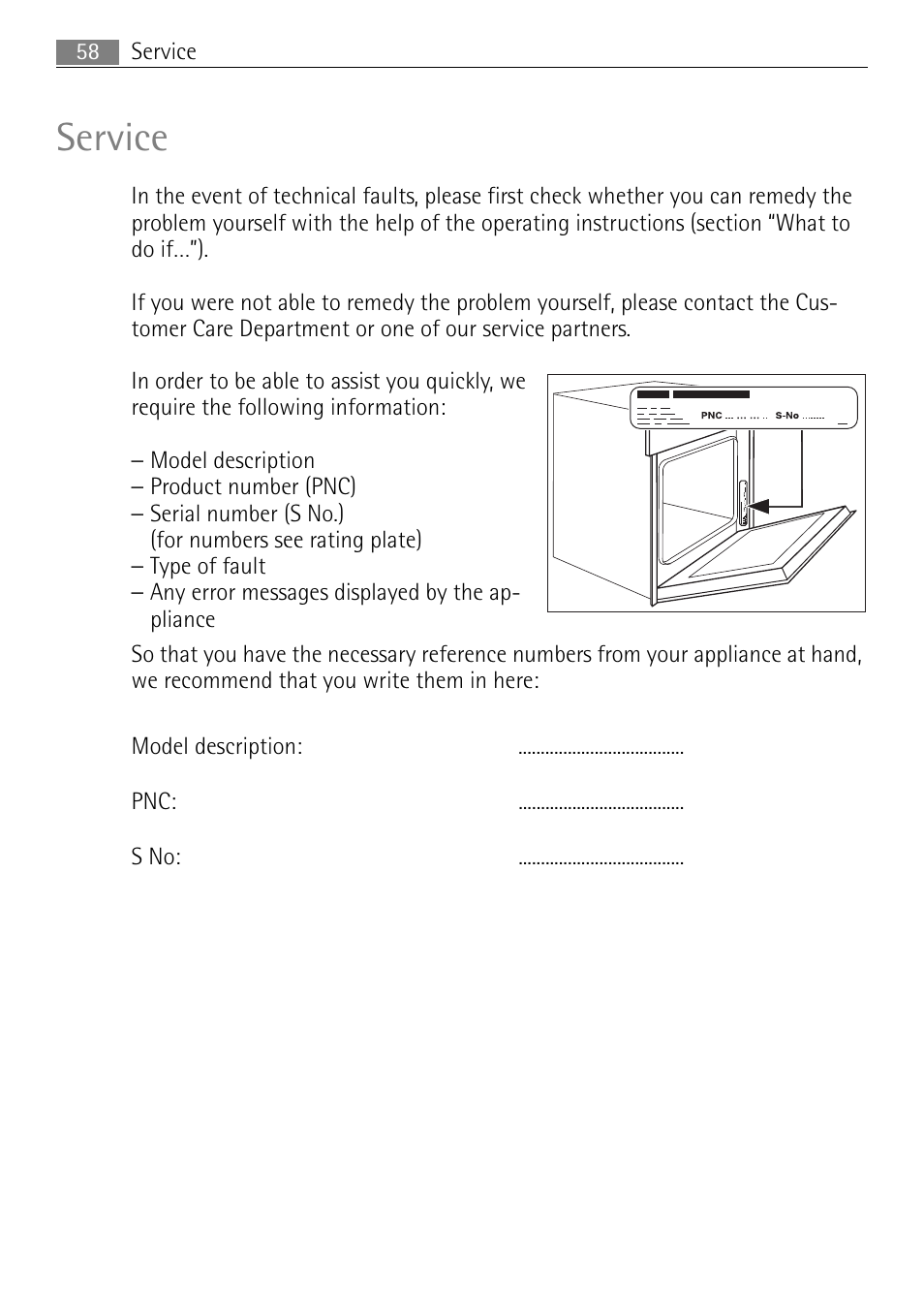 Service | Electrolux 41016VH User Manual | Page 58 / 60