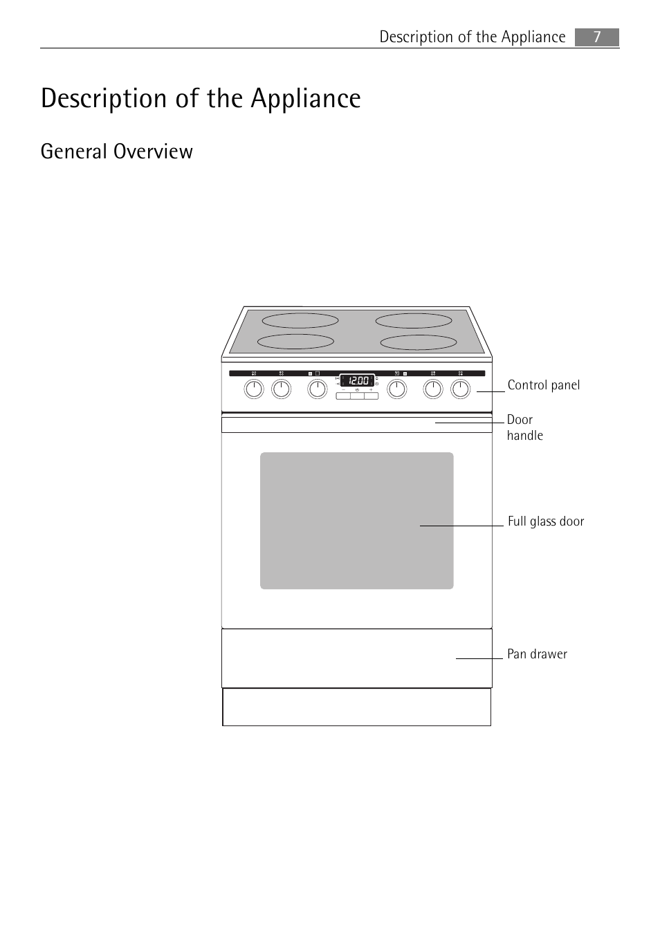 Description of the appliance, General overview | Electrolux 41016VH User Manual | Page 7 / 60