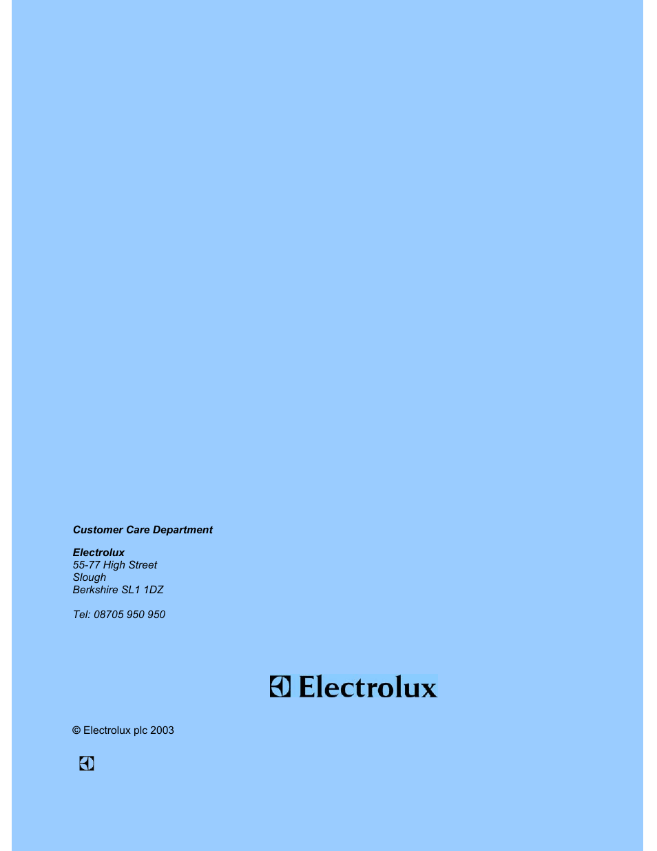 Electrolux DSO51EL User Manual | Page 20 / 20