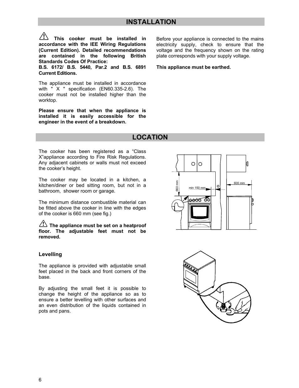 Installation, Location | Electrolux DSO51EL User Manual | Page 6 / 20