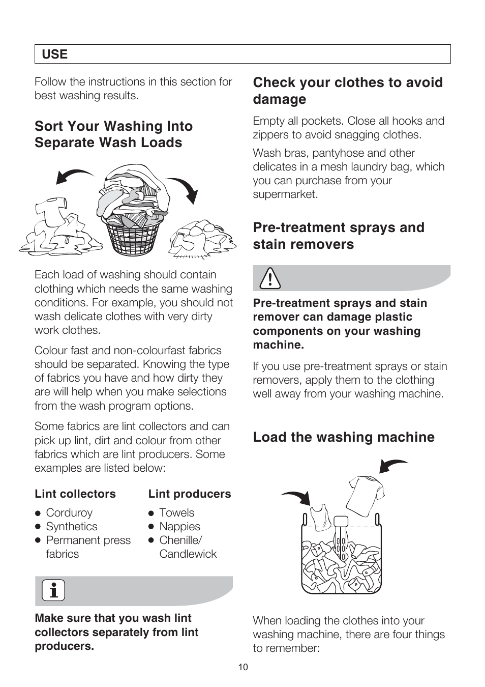 Sort your washing into separate wash loads | Electrolux EWT704 User Manual | Page 10 / 31