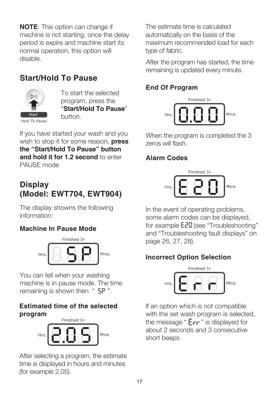 Electrolux EWT704 User Manual | Page 17 / 31