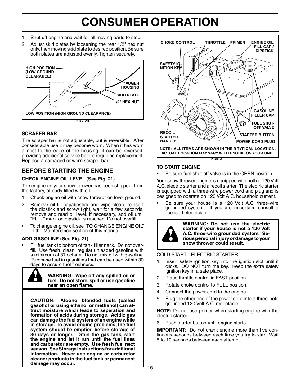 Consumer, Operation | Electrolux OHV User Manual | Page 15 / 52