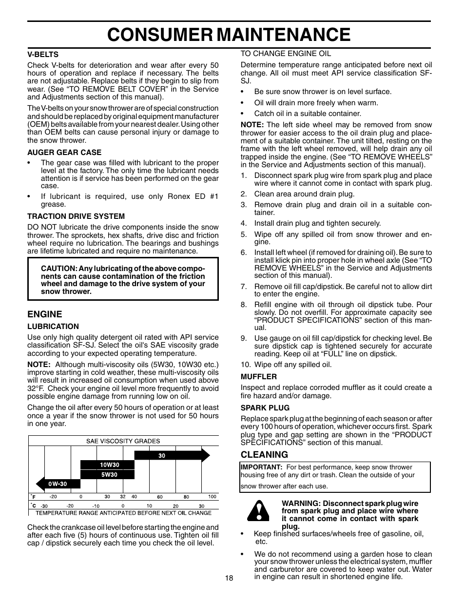 Consumer, Maintenance | Electrolux OHV User Manual | Page 18 / 52