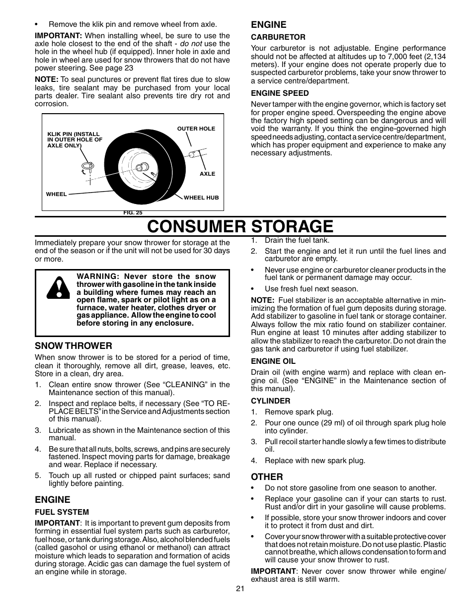 Storage, Consumer storage | Electrolux OHV User Manual | Page 21 / 52