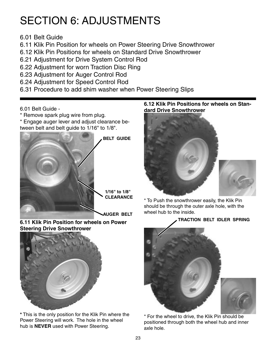 Adjustments index | Electrolux OHV User Manual | Page 23 / 52