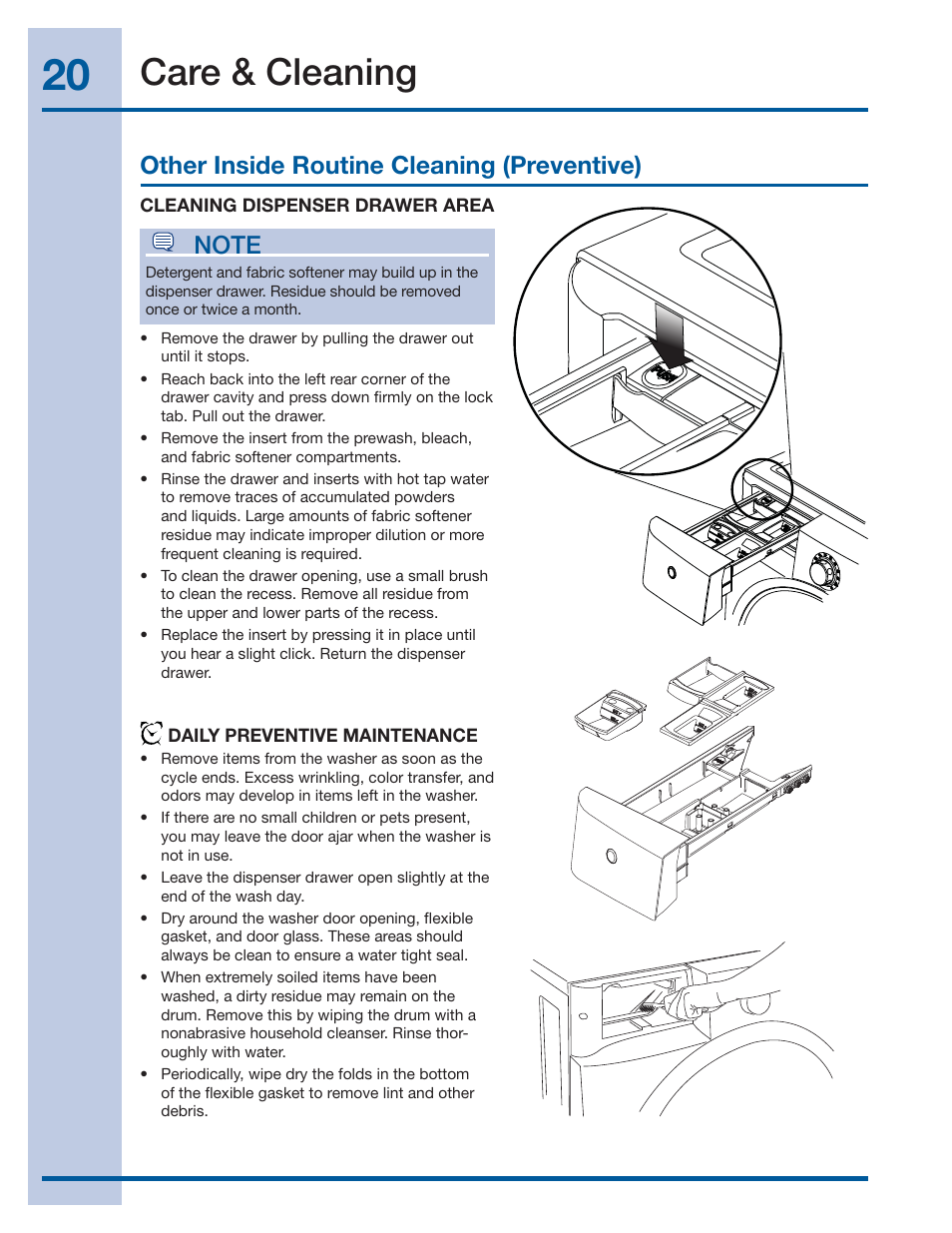 Care & cleaning, Other inside routine cleaning (preventive) | Electrolux 137519000 A (1112) User Manual | Page 20 / 28