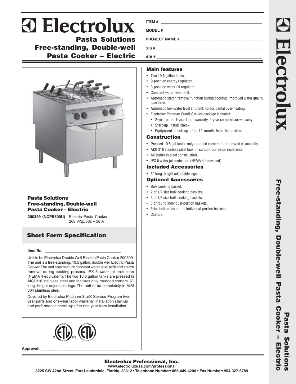 Electrolux 200399 User Manual | 2 pages