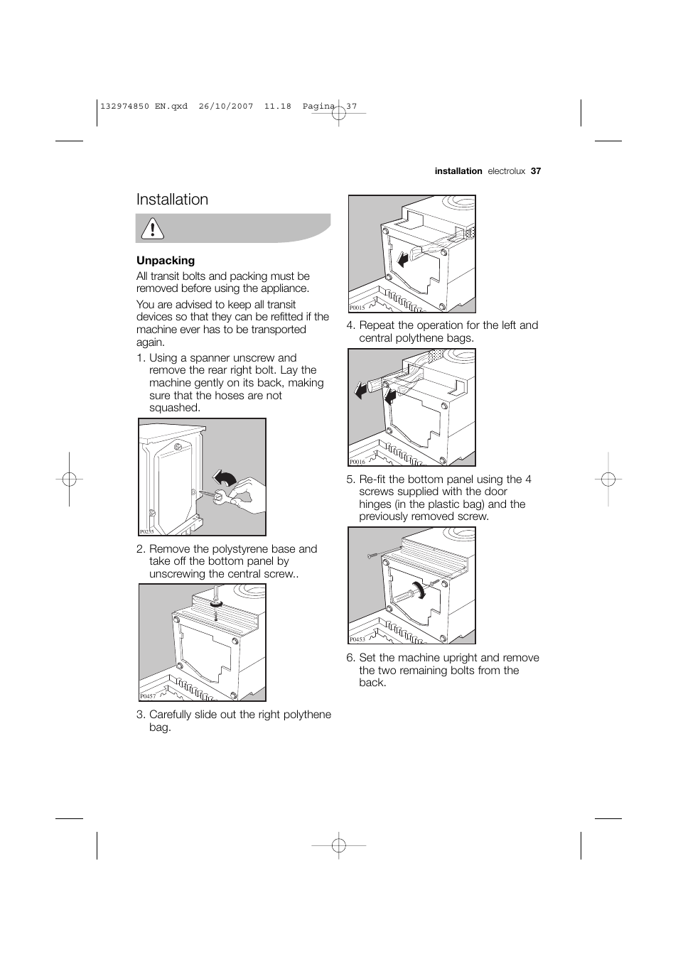 Installation | Electrolux EWX 14440 W User Manual | Page 37 / 52