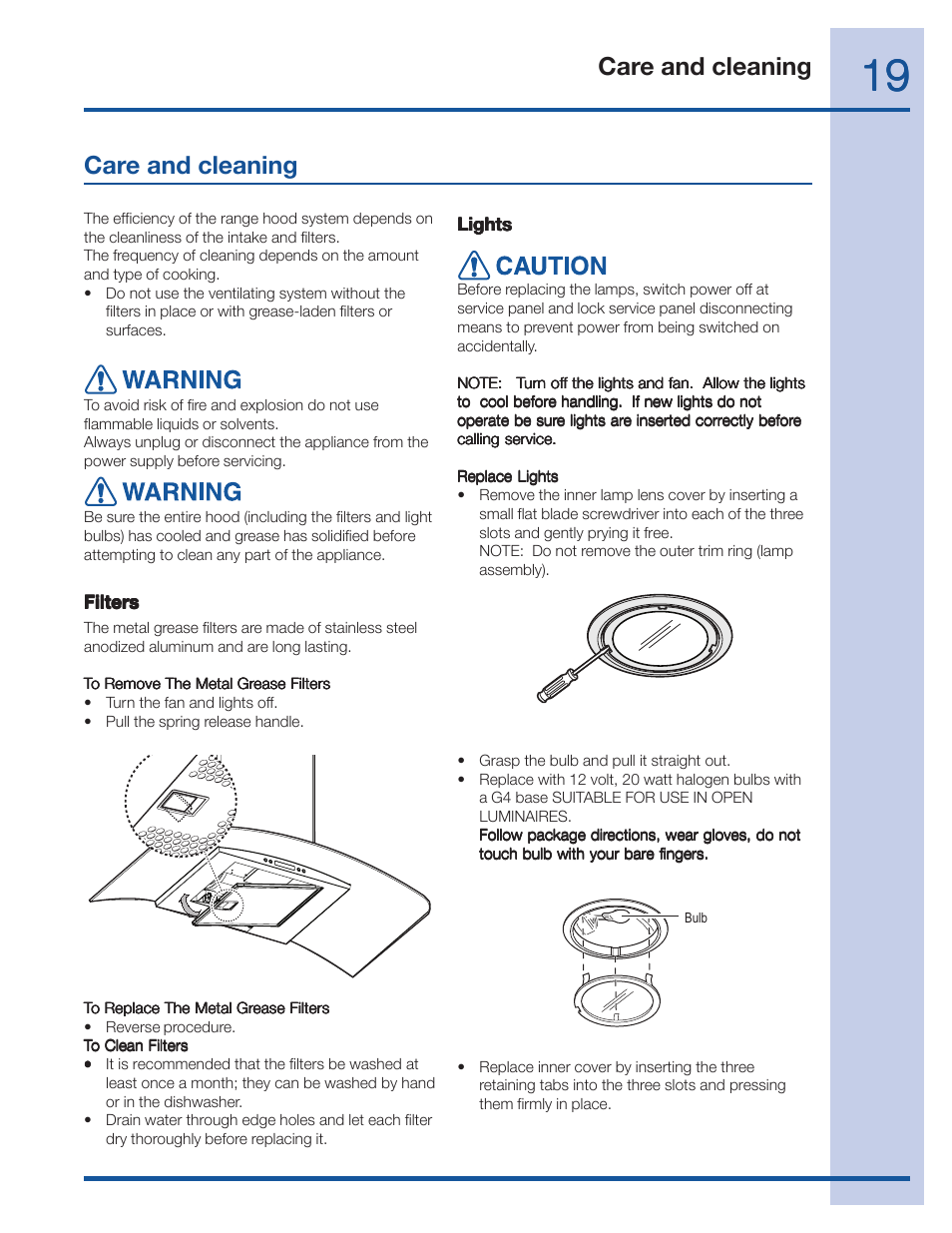 Care and cleaning | Electrolux EI36WC60GS User Manual | Page 19 / 21