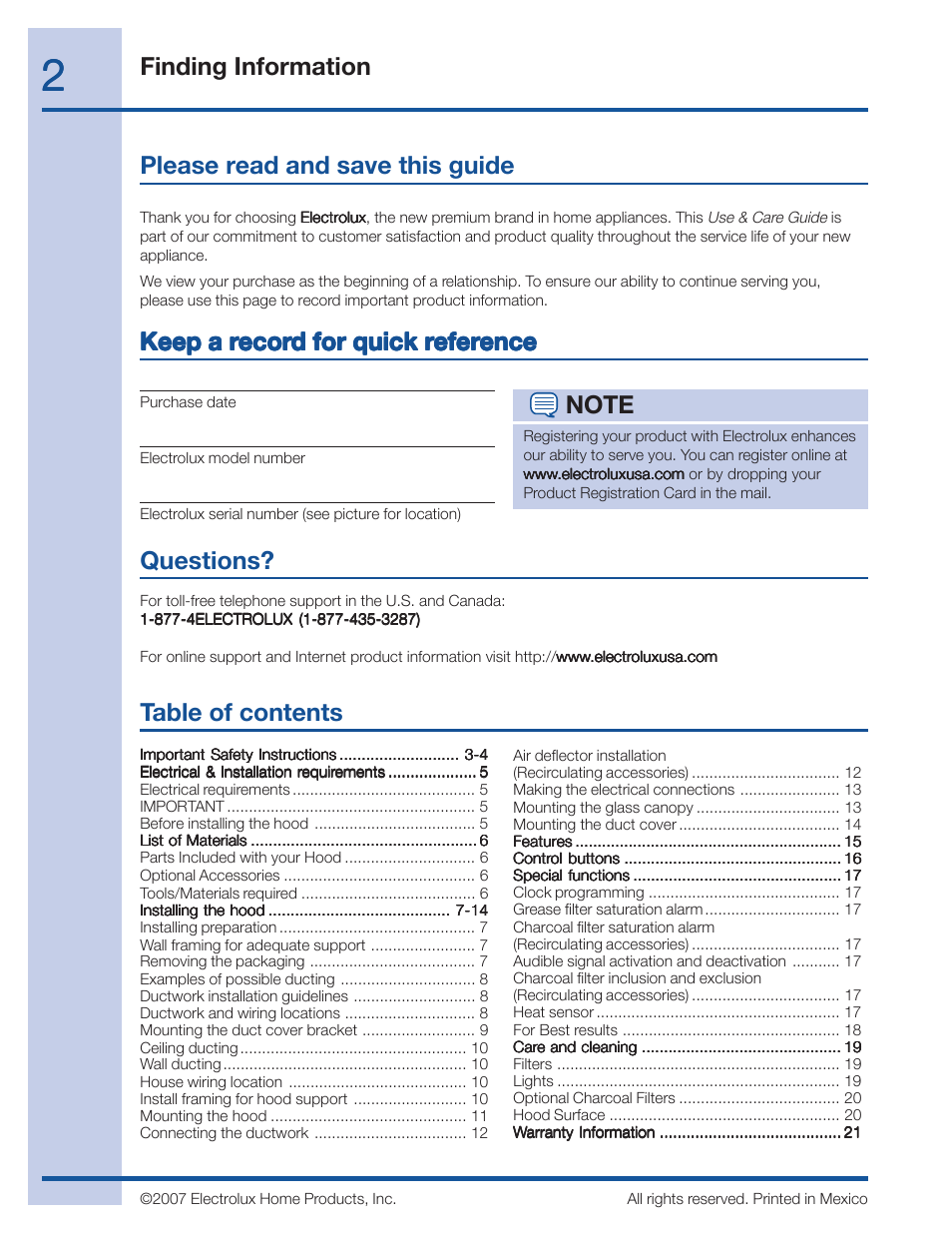 Electrolux EI36WC60GS User Manual | Page 2 / 21
