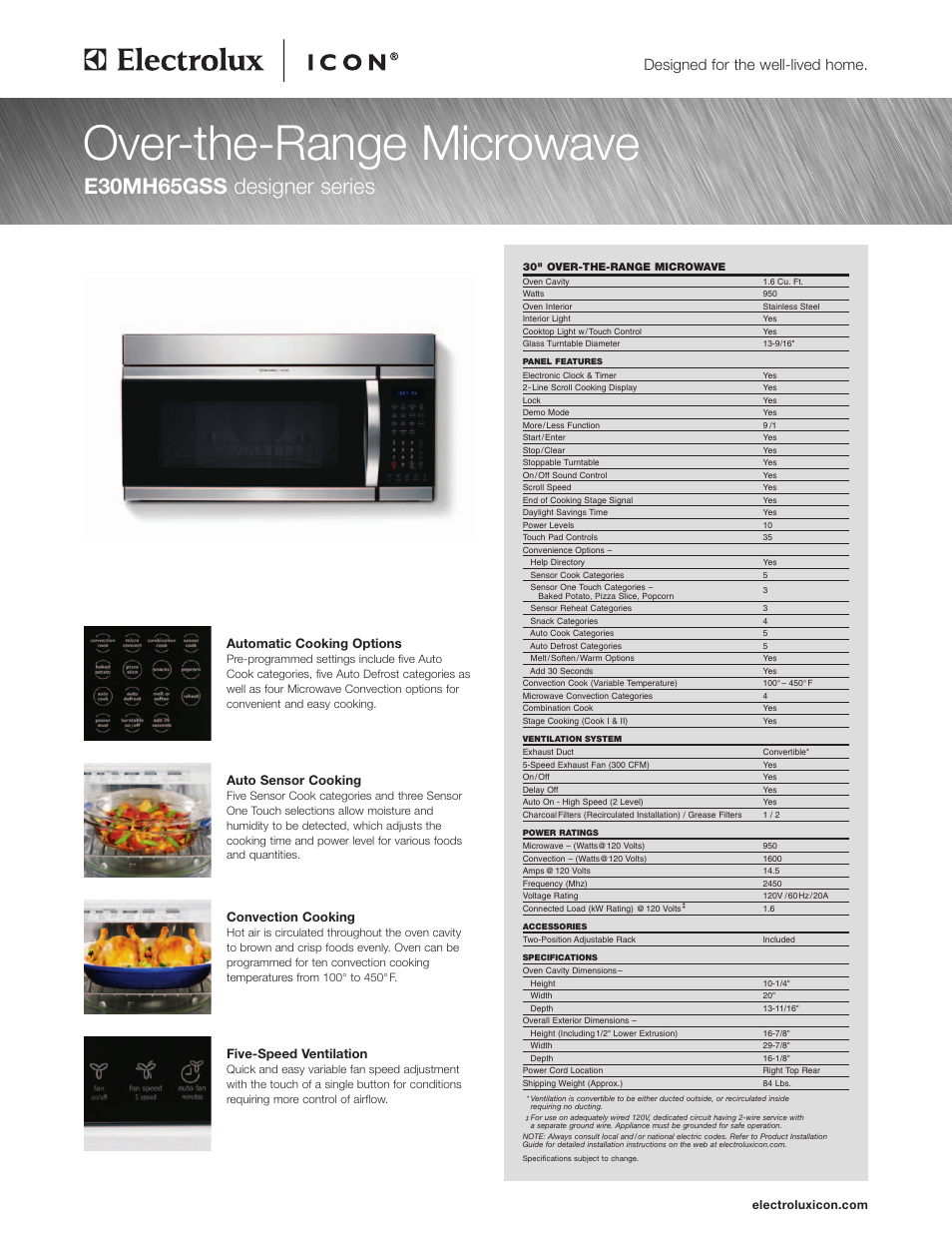 Electrolux E30MH65GSS User Manual | 2 pages