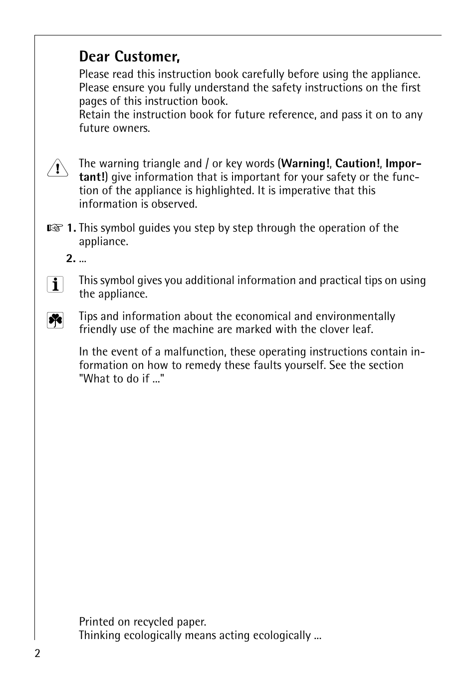 Dear customer | Electrolux LAVAMAT W 1259 User Manual | Page 2 / 52