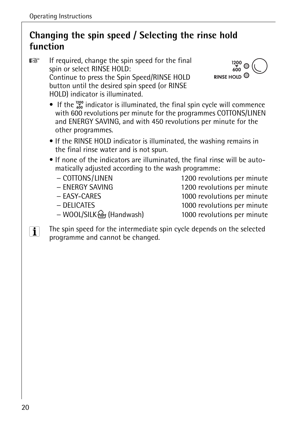 Electrolux LAVAMAT W 1259 User Manual | Page 20 / 52
