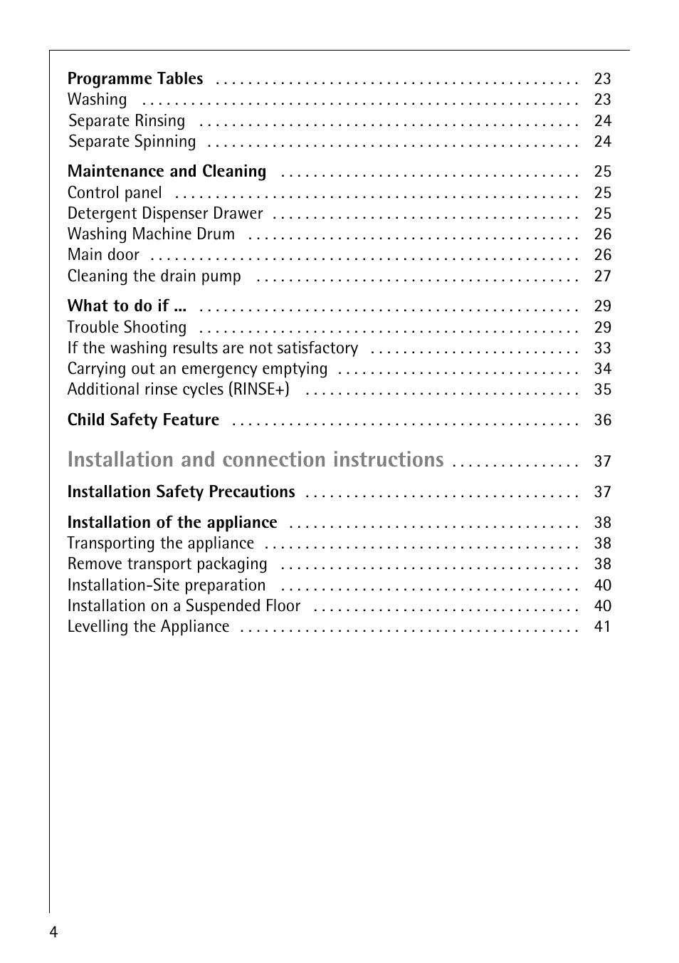 Installation and connection instructions | Electrolux LAVAMAT W 1259 User Manual | Page 4 / 52