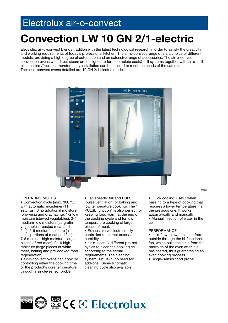 Electrolux Air-O-Convect AOS102ECA1 User Manual | 4 pages