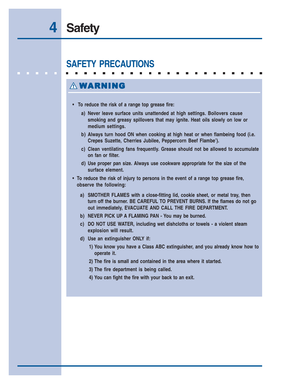 Safety, Safety precautions, Warning | Electrolux E46DD75ESS User Manual | Page 4 / 14