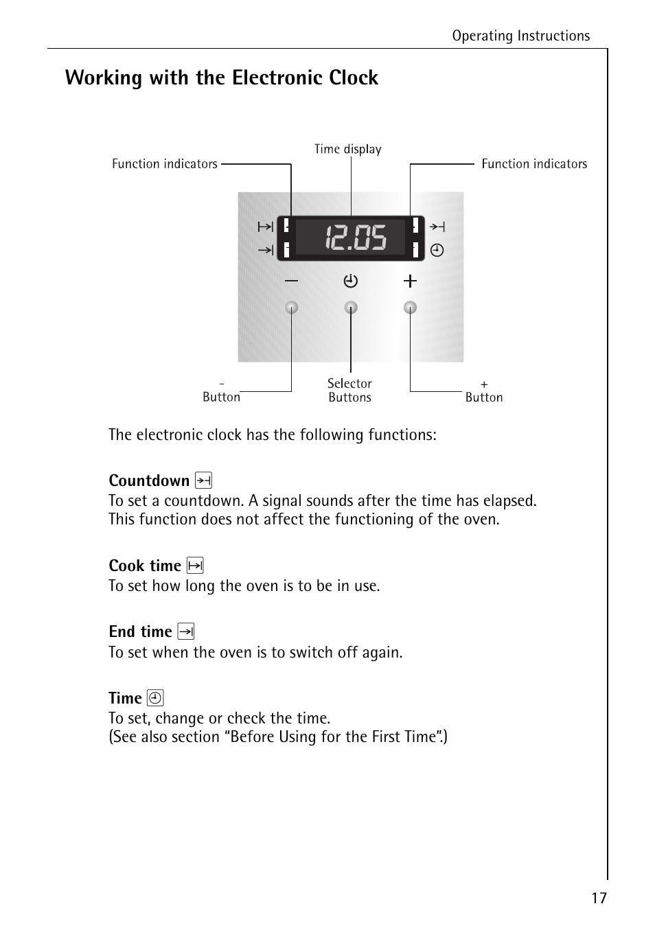 Working with the electronic clock | Electrolux B1180-1 User Manual | Page 17 / 56