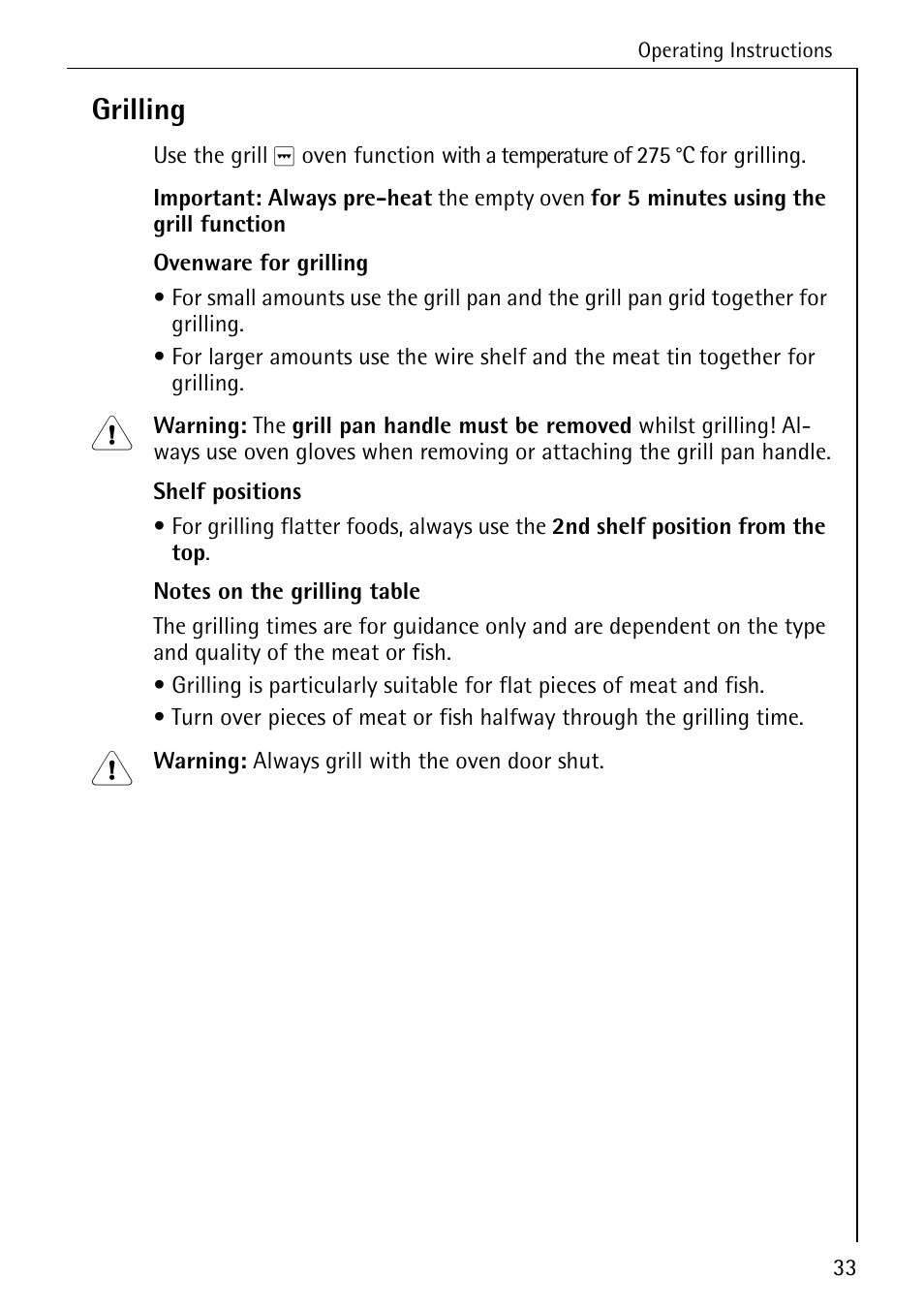 Grilling | Electrolux B1180-1 User Manual | Page 33 / 56