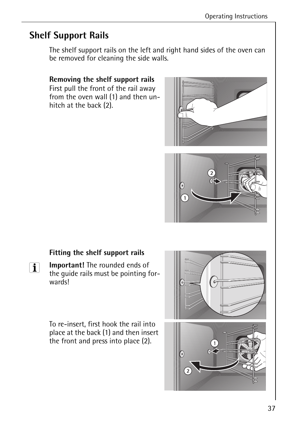 Shelf support rails | Electrolux B1180-1 User Manual | Page 37 / 56