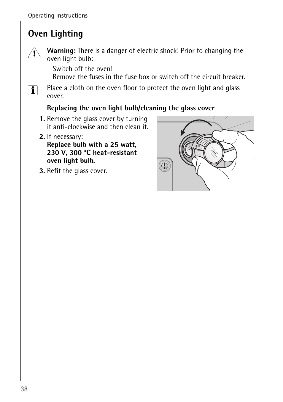 Oven lighting | Electrolux B1180-1 User Manual | Page 38 / 56
