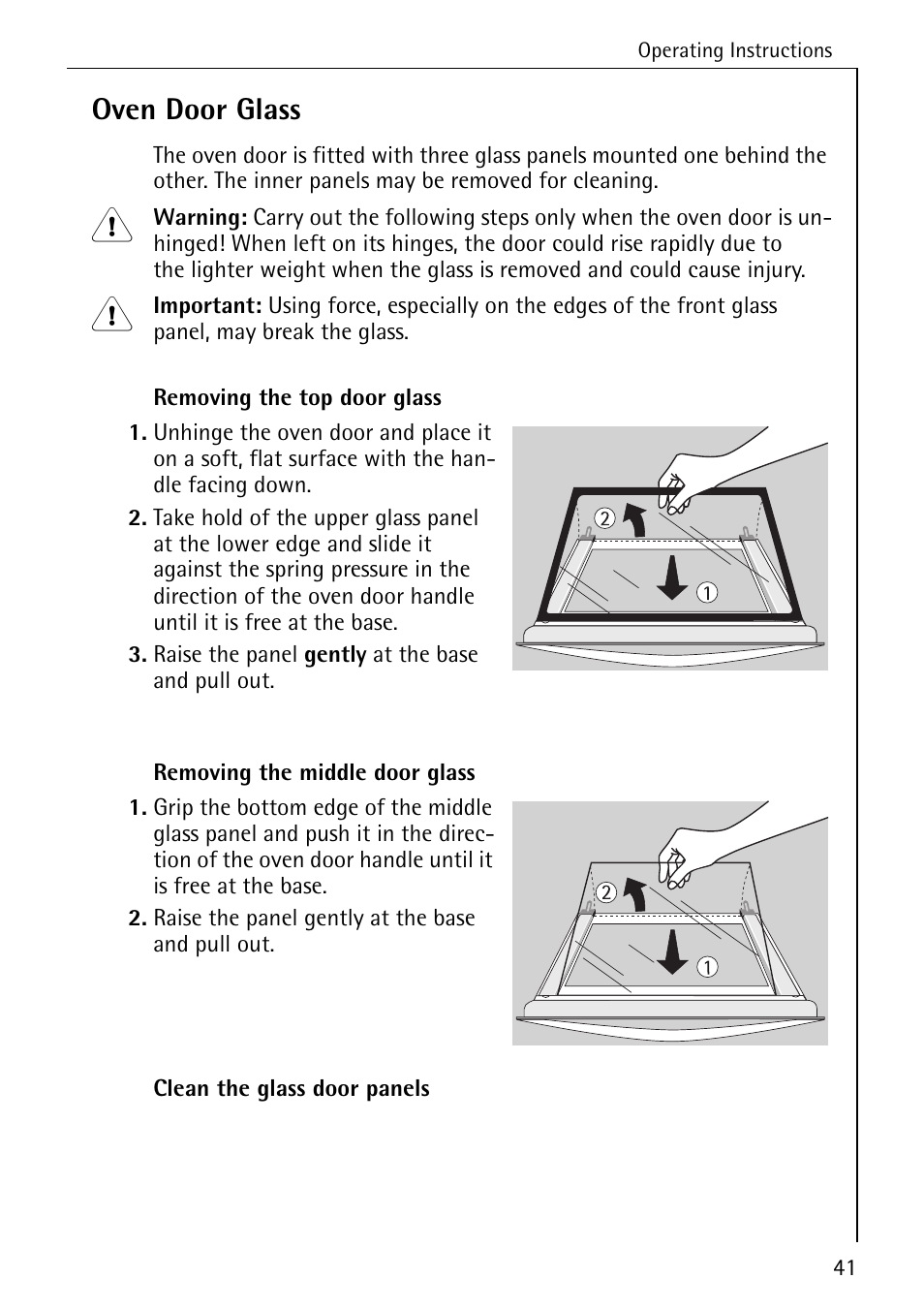 Oven door glass | Electrolux B1180-1 User Manual | Page 41 / 56