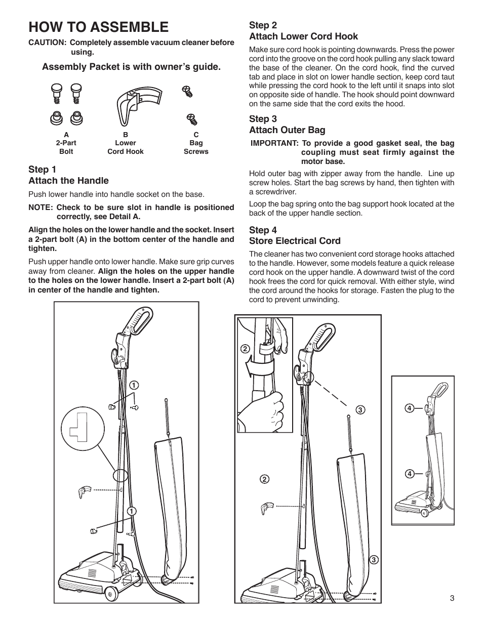 How to assemble | Electrolux S670 User Manual | Page 3 / 7