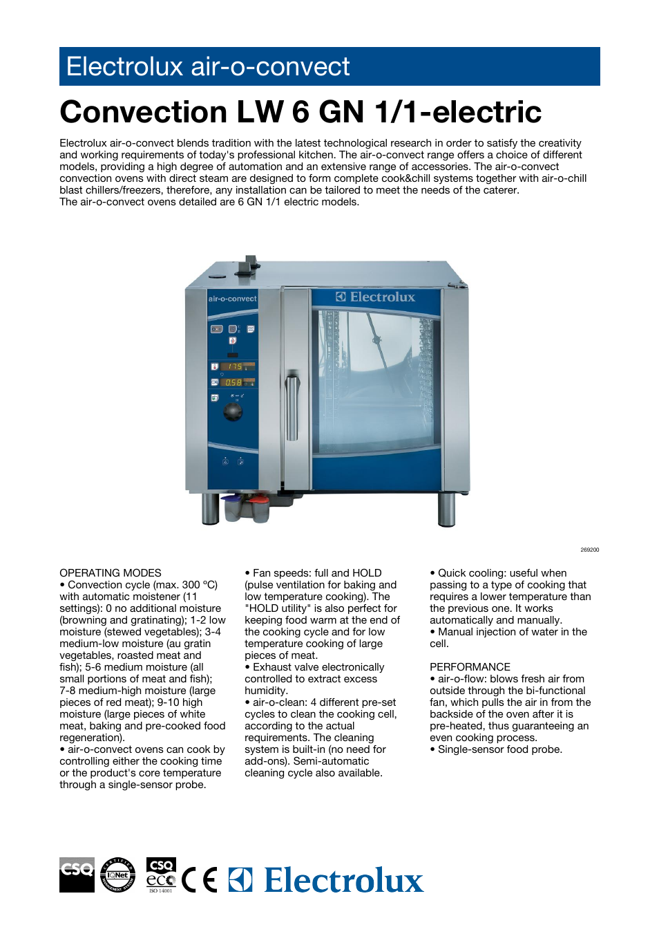 Electrolux LW 6 GN 1/1-ELECTRIC User Manual | 4 pages