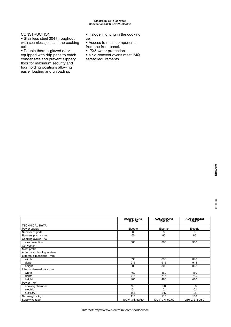 Electrolux LW 6 GN 1/1-ELECTRIC User Manual | Page 2 / 4