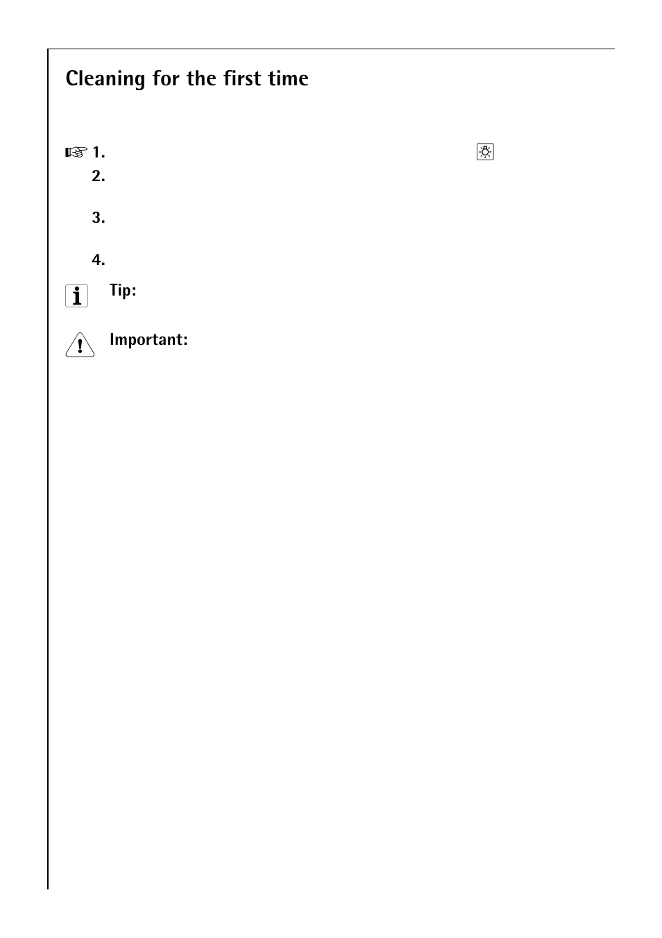 Cleaning for the first time | Electrolux B 4100 User Manual | Page 14 / 60