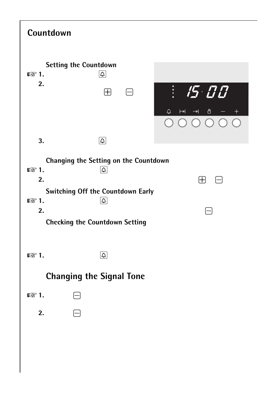 Countdown, Changing the signal tone | Electrolux B 4100 User Manual | Page 22 / 60