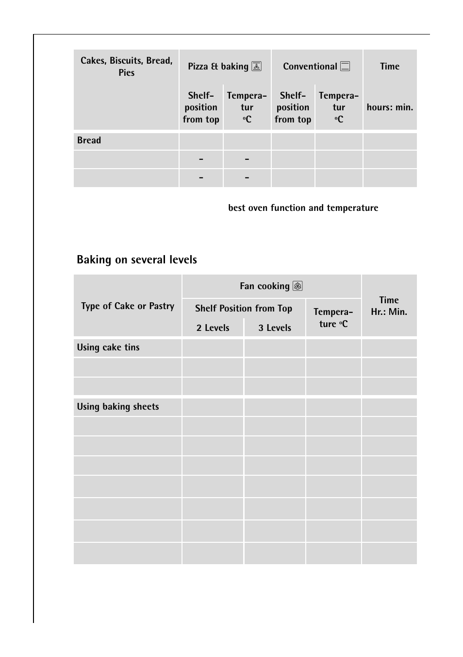 26 baking on several levels | Electrolux B 4100 User Manual | Page 26 / 60