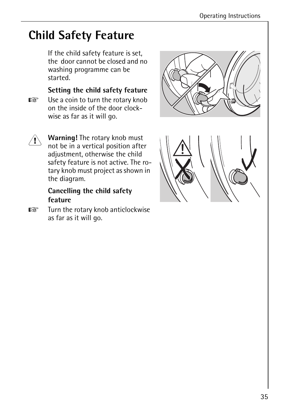 Child safety feature | Electrolux LAVAMAT W 1050 User Manual | Page 35 / 52