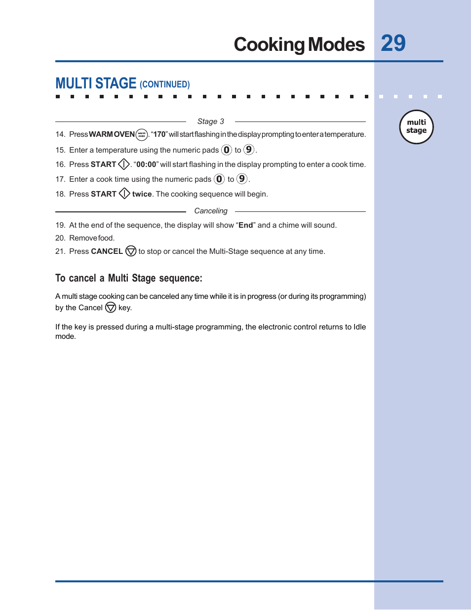 Cooking modes, Multi stage | Electrolux Built-In Wall Oven User Manual | Page 29 / 44
